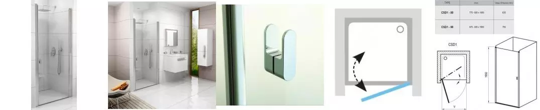 Душевая дверь «Ravak» Chrome CSD1 90/195 Transparent/ универсальная