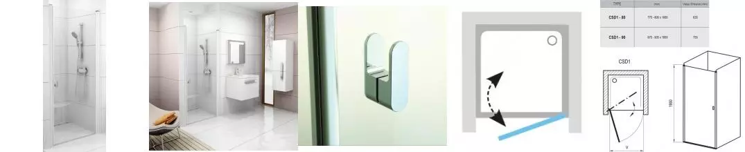Душевая дверь «Ravak» Chrome CSD1 80/195 Transparent/ универсальная