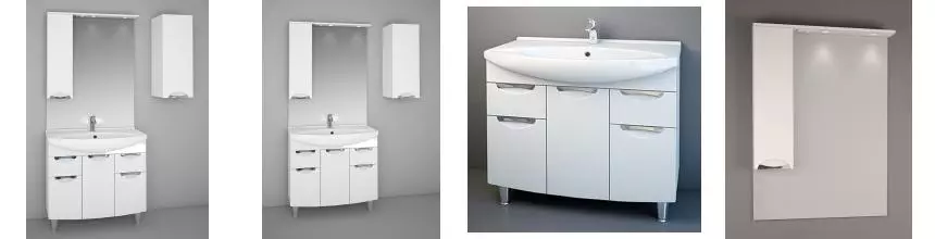 Мебель для ванной «Spectrum» Солар 85 с дверцами и ящиками белый лак