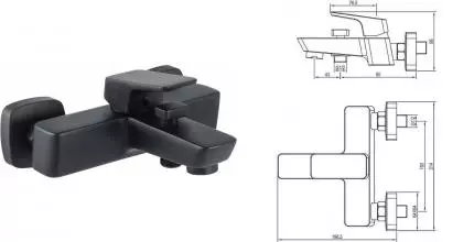 Смеситель для ванны «Aquanet» Gotic AF440-20B чёрный матовый