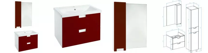 Мебель для ванной подвесная «Bellezza» Пегас 60 красная/белая