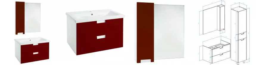 Мебель для ванной подвесная «Bellezza» Пегас 80 красная/белая