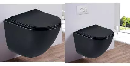 Подвесной унитаз безободковый «Esbano» Lotus чёрный матовый с сиденьем дюропласт с микролифтом чёрное