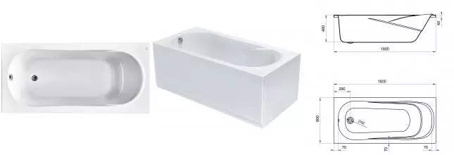 Ванна акриловая «Santek» Касабланка XL 180/80 без опор без сифона белая