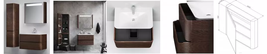 Мебель для ванной подвесная «Am.Pm» Sensation 80 табачный дуб