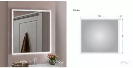Зеркало «Alavann» Emma 90 с сенсорным выключателем с подсветкой