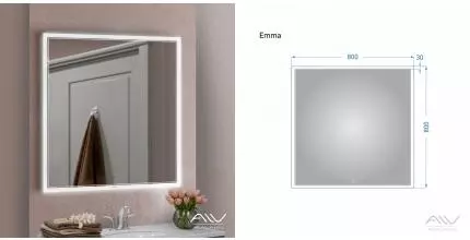 Зеркало «Alavann» Emma 80 с сенсорным выключателем с подсветкой