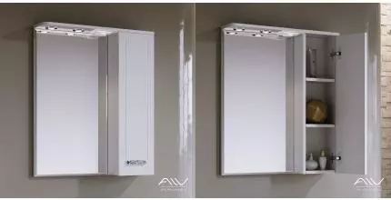 Зеркало с шкафчиком «Alavann» Vittoria 60-01 с подсветкой белый правый