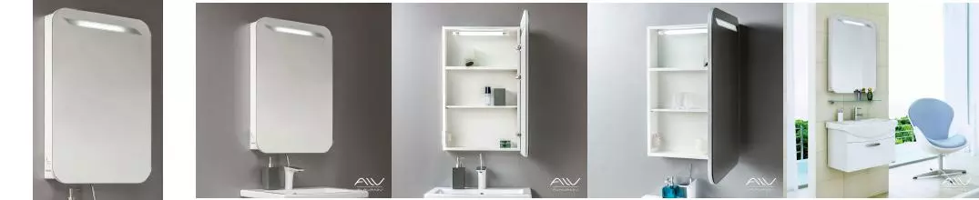 Зеркальный шкаф «Alavann» Alta 55 с подсветкой белый правый