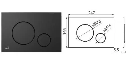 Кнопка смыва «AlcaPlast» M678 чёрная матовая