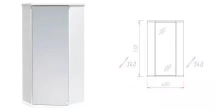 Зеркальный шкаф «Onika» Модерн 34.15 без света угловой белый универсальный