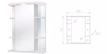 Зеркальный шкаф «Onika» Глория 60.01 с подсветкой белый правый