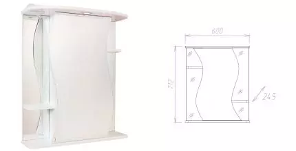 Зеркальный шкаф «Onika» Лилия 60.01 с подсветкой белый правый