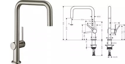 Смеситель для кухонной мойки «Hansgrohe» Talis M54 72806800 сталь