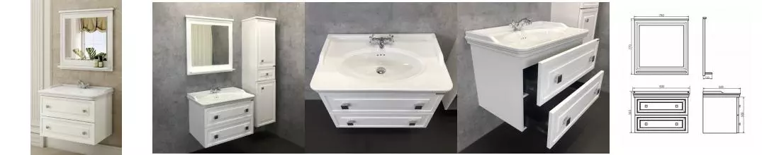 Мебель для ванной подвесная «Comforty» Феррара 80 белая глянцевая