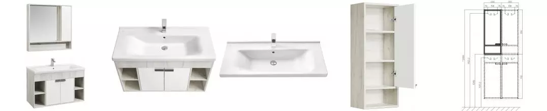Мебель для ванной подвесная «Aquaton» Флай 100 белая/дуб крафт