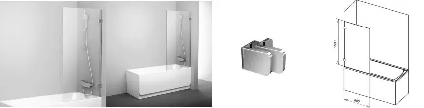 Шторка на ванну стеклянная «Ravak» BVS1 80/150 прозрачная/хром универсальная