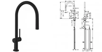 Смеситель для кухонной мойки «Hansgrohe» Talis M54 72803670 с выдвижным изливом чёрный матовый