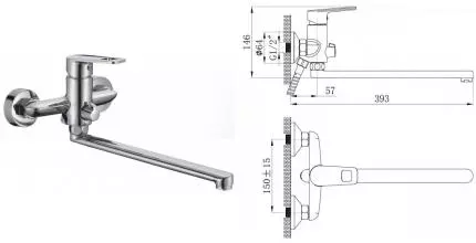 Смеситель для ванны «Tokito» Rumoi TOK-RUM-1015 хром