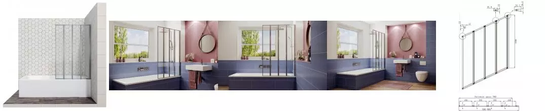 Шторка на ванну стеклянная «Ambassador» Bath Screens 16041110 90/140 прозрачная правая