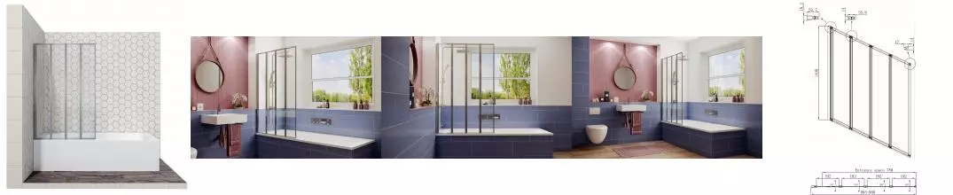 Шторка на ванну стеклянная «Ambassador» Bath Screens 16041110 90/140 прозрачная левая