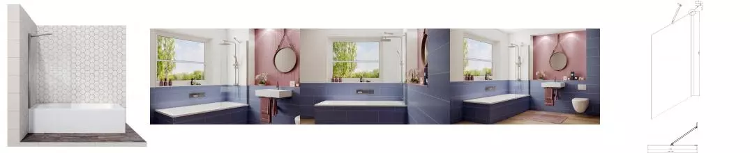 Шторка на ванну стеклянная «Ambassador» Bath Screens 16041102 70/140 прозрачная универсальная