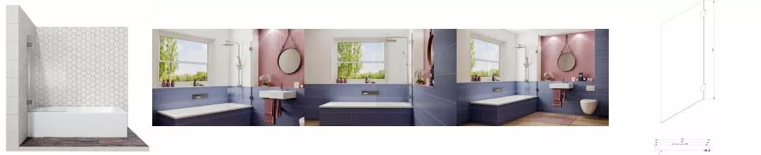 Шторка на ванну стеклянная «Ambassador» Bath Screens 16041101 70/140 прозрачная универсальная