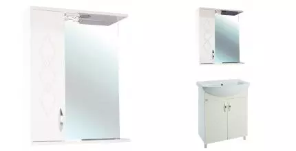 Зеркальный шкаф «Bellezza» Элеганс 50 с подсветкой бежевый левый