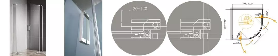 Душевой угол-ограждение «Cezares» SLIDER-R-2-90/100-C-Cr 100/100 прозрачный/хром четверть круга без поддона
