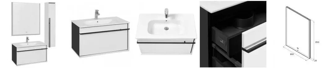 Мебель для ванной подвесная «Roca» Aneto 80 белая/чёрная