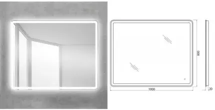 Зеркало «Belbagno» Spc-mar 100/80 с подсветкой