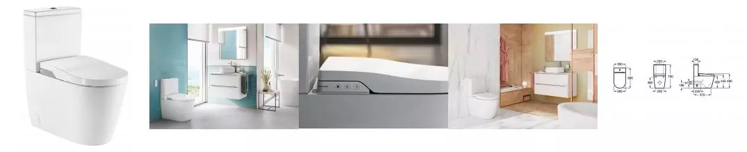 Унитаз компакт безободковый «Roca» Inspira In-Wash rimless 80306L001 белый с сиденьем дюропласт с микролифтом белое