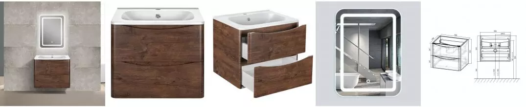 Мебель для ванной подвесная «Vincea» Paola 60 R.Wood