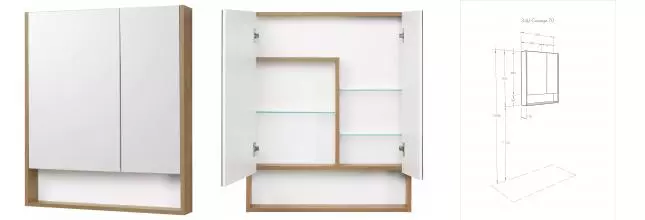 Зеркальный шкаф «Aquaton» Сканди 70 без света белый/дуб Рустикальный