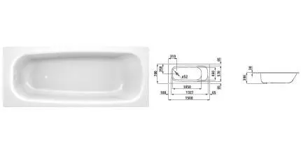 Ванна стальная «Laufen» Pro 150/70 (2.2195.0.000.040.1) без опор без сифона белая универсальная