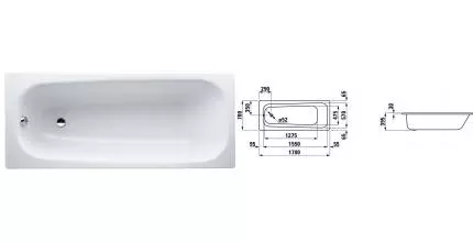 Ванна стальная «Laufen» Pro 170/70 (2.2495.0.600.040.1) антискользящая без опор без сифона белая универсальная
