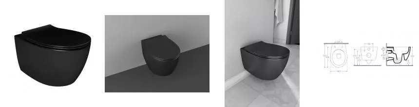 Подвесной унитаз безободковый «Isvea» Sentimenti 10AR02010SV-2N (40D40521I-S) чёрный матовый с сиденьем дюропласт с микролифтом чёрное