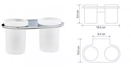 Двойной стакан для зубных щёток «WasserKRAFT» Kammel K-8328D на стену хром