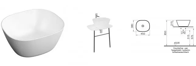 Раковина «Vitra» Plural 45/38 7811B401-0016 фарфоровая белая матовая