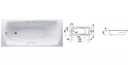 Ванна стальная «Laufen» Palladium 180/80 (2.2510.3.600.040.1) антискользящая без опор без сифона с отверстиями белая универсальная