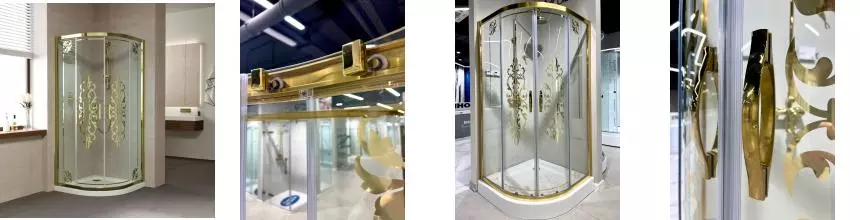 Душевой угол-ограждение «Vegas Glass» ZS 100/100 Felicita Gold/глянцевое золото  без поддона универсальный