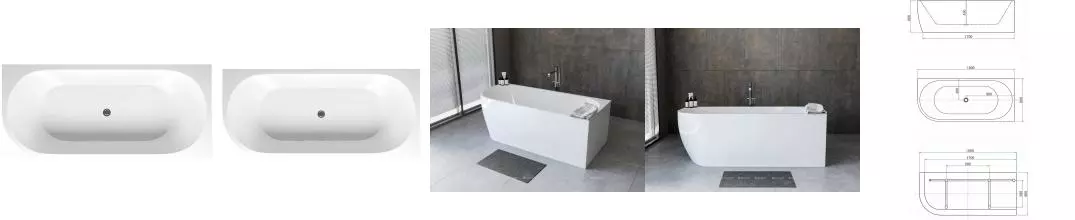 Ванна акриловая «Aquanet» Family Elegant B 180/80 с ножками с сифоном Gloss Finish правая