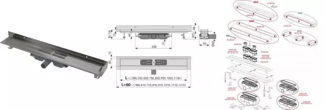 Душевой лоток «AlcaPlast» APZ116-550 Wall Low фиксированный воротник APZ116-550 боковой выпуск без решетки 