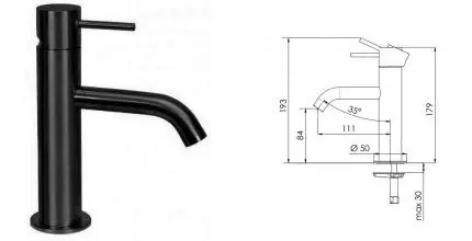 Смеситель для раковины «Remer» X-Style X12CFP брашированный чёрный
