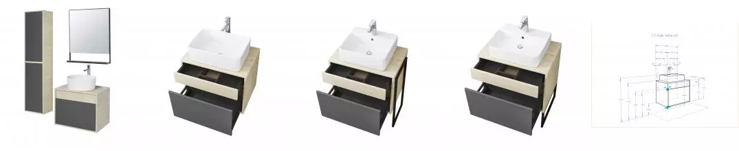 Мебель для ванной подвесная «Aquaton» Лофт Урбан 65 графит/дуб орегон