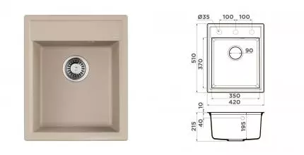 Мойка для кухни «Omoikiri» Daisen 42 SA 42/51 искусственный камень бежевая