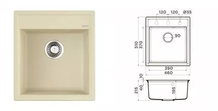 Мойка для кухни «Omoikiri» Daisen 46 BE 46/51 искусственный камень ваниль