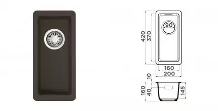 Мойка для кухни «Omoikiri» Kata 20 U DC 20/42 искусственный камень тёмный шоколад