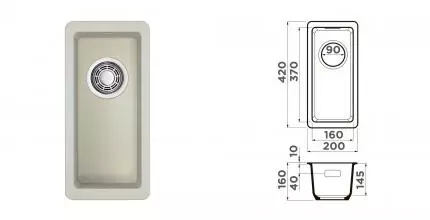 Мойка для кухни «Omoikiri» Kata 20 U PA 20/42 искусственный камень пастила