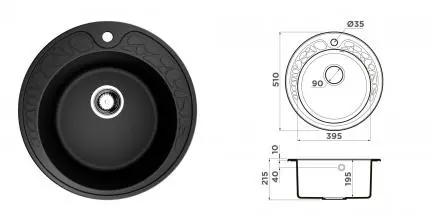 Мойка для кухни «Omoikiri» Tovada 51 BL 51/51 искусственный камень чёрная